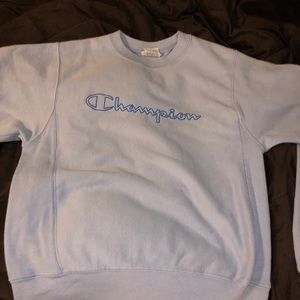 Baby blue reverse weave champion crew neck